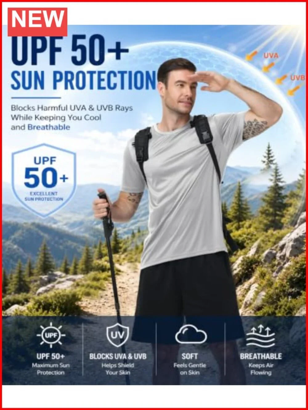 3 Pack Mens UPF 50+ Rash Guard Swim Shirts Short Sleeve Fast Dry Sun Protection